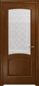 Купить шпонированная дверь, "Арт Деко", Парма, итальянский орех,  стекло белое в Москве в интернет-магазине dveri-doors.com