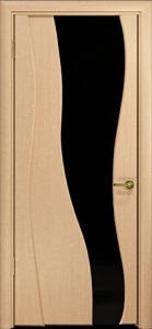 Ульяновская дверь, "Арт Деко", Селена, Белёный дуб ,чёрное  стекло